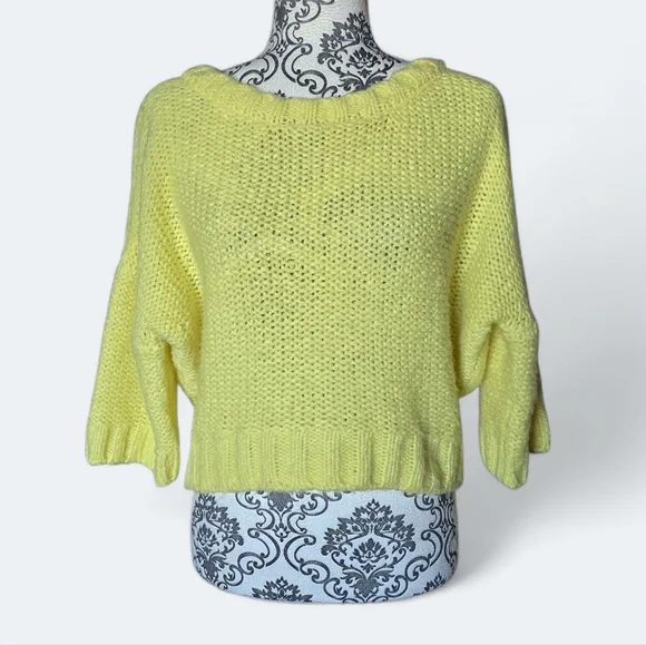 Anthropologie Maeve Cecile Bow-Back Sweater Bright Yellow Size XS - Picture 3 of 16